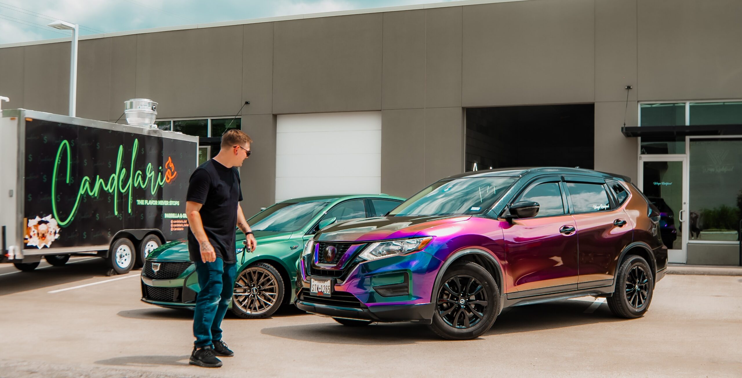 Color shift builds outside the Wraps Redefined studio in Dallas