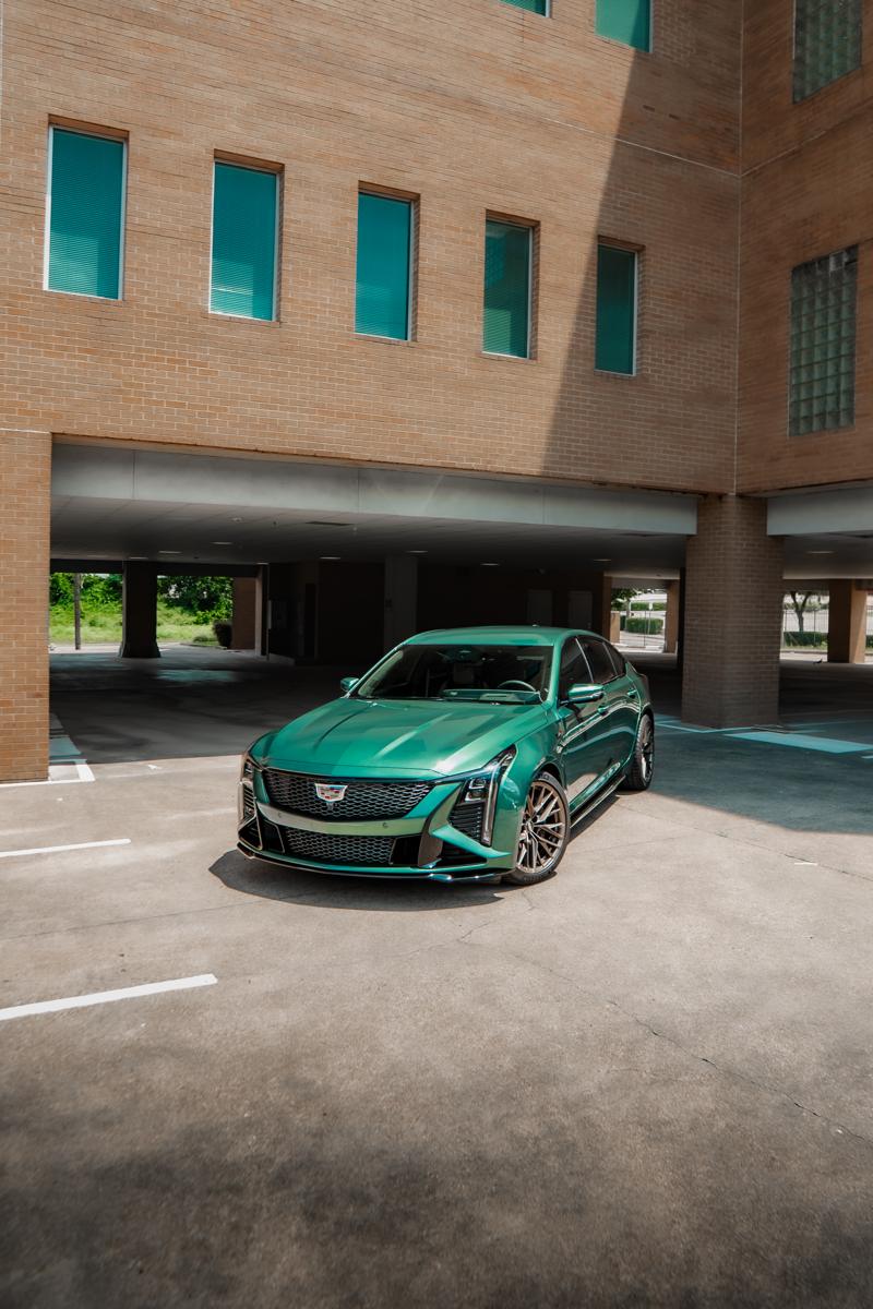 The finished Aston Martin in its deep green film