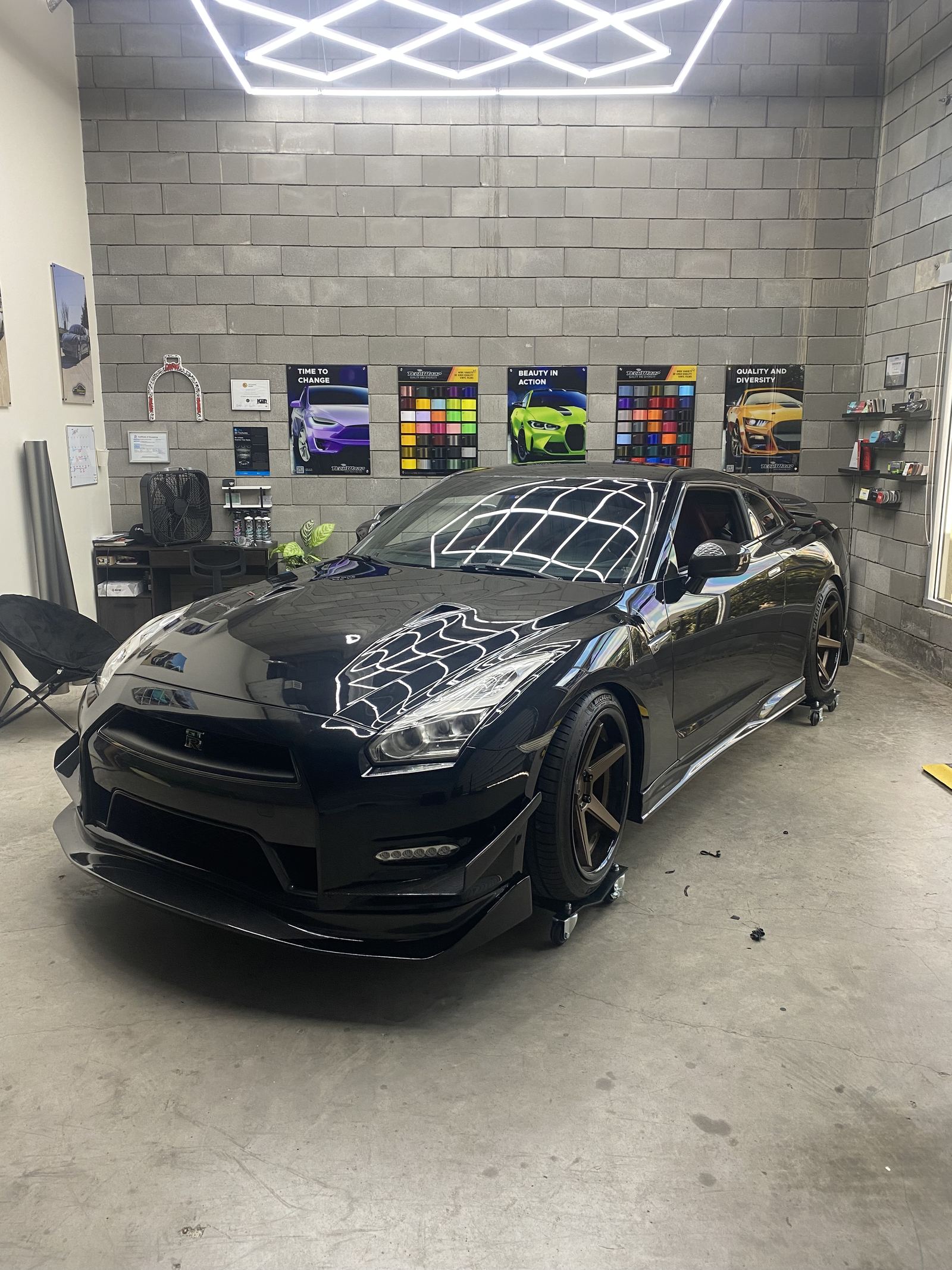 The same GT-R in factory black before the film