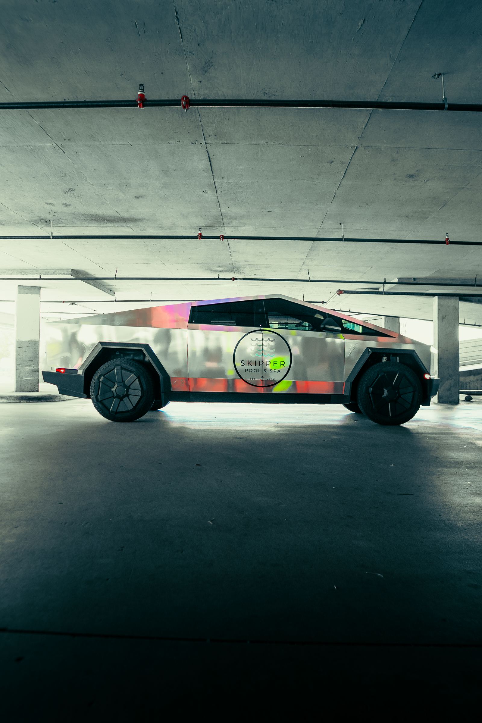 Wrapped Cybertruck inside the Wraps Redefined studio