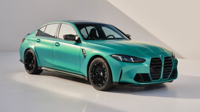 BMW M3 with Level 3 full clear PPF coverage highlighted in green across the whole vehicle