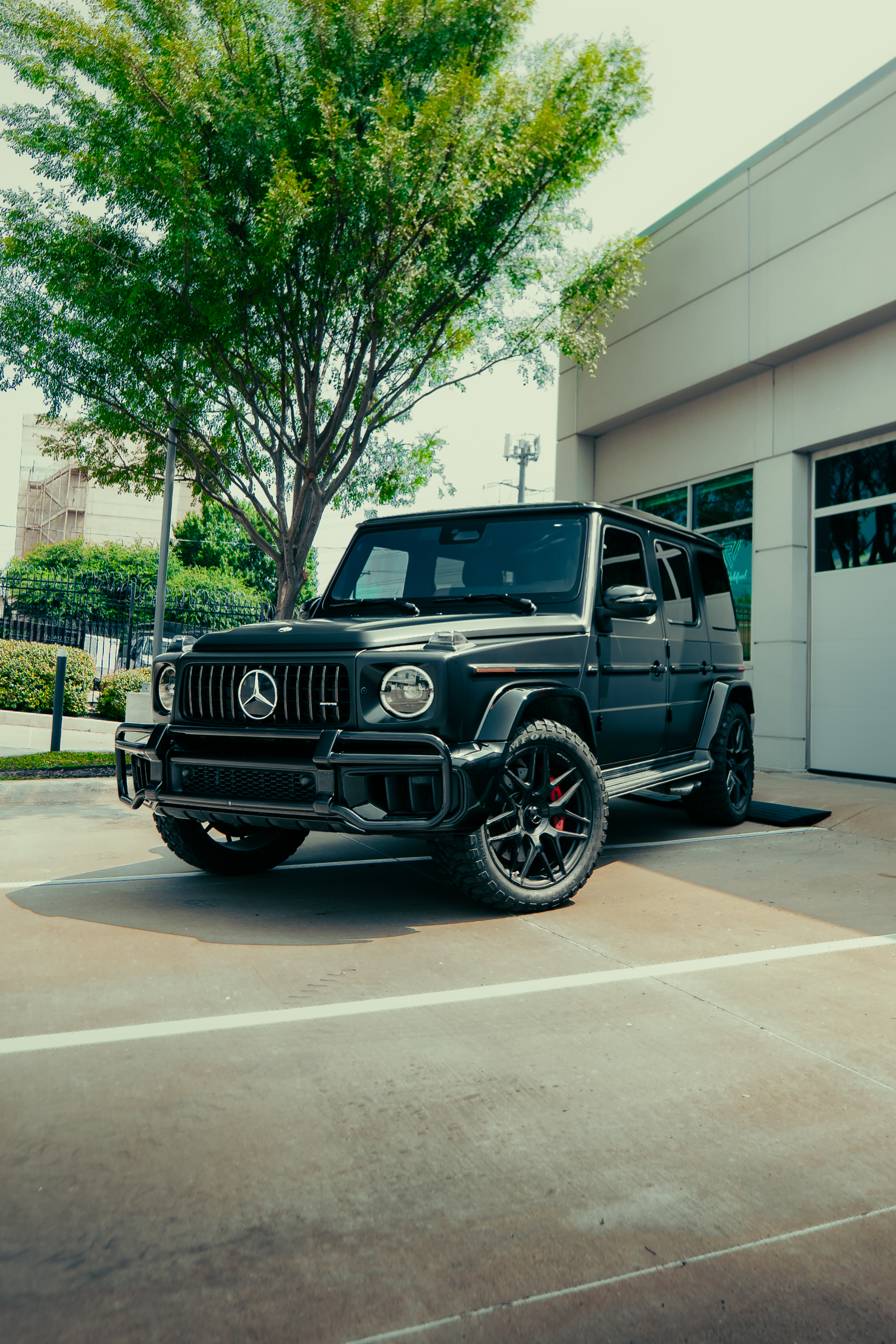 Matte black color change wrap on a Mercedes G-Wagon